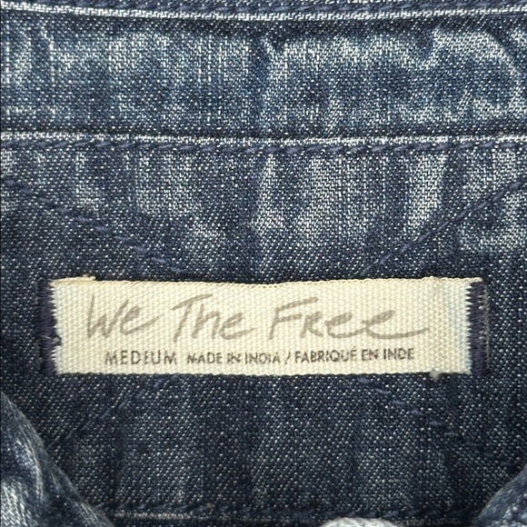 Free People We The Free Freya Denim Button Up Oversized Tunic Mini Dress Size M - Picture 12 of 17